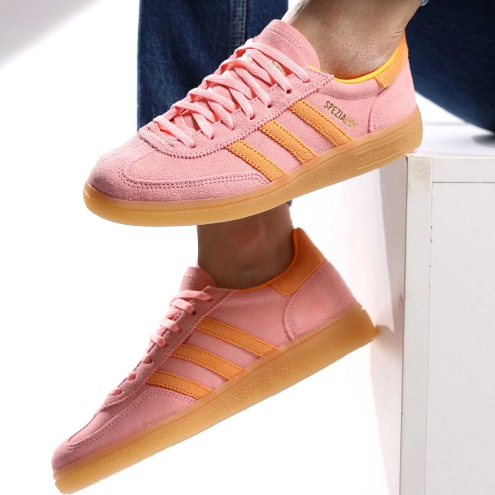 NWOT ADIDAS Handball Spezial Shoes pink and orange suede sneakers 8.5 - Picture 3 of 14